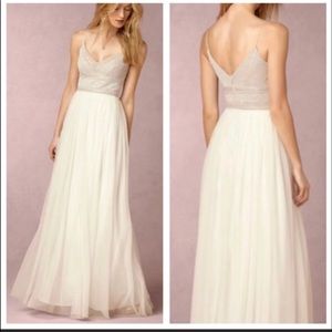 Adrianna Papell nude/ivory tulle gown